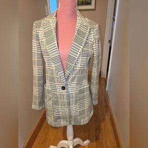 H&M Black and White Plaid Blazer